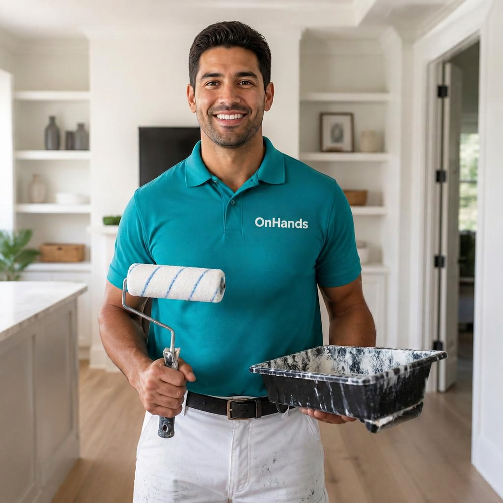 Profesional de pintura sonriendo en una obra en Santo Domingo